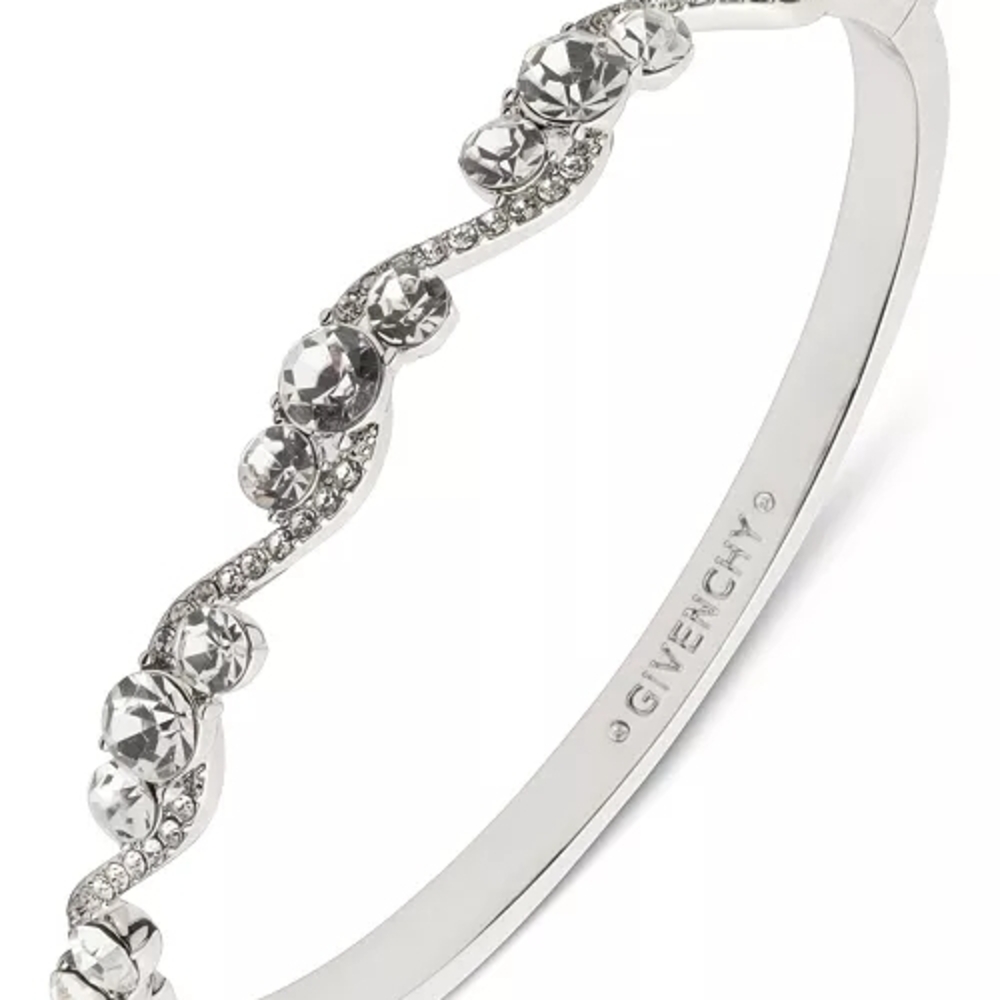 Givenchy Silver Crystal Bangle Bracelet